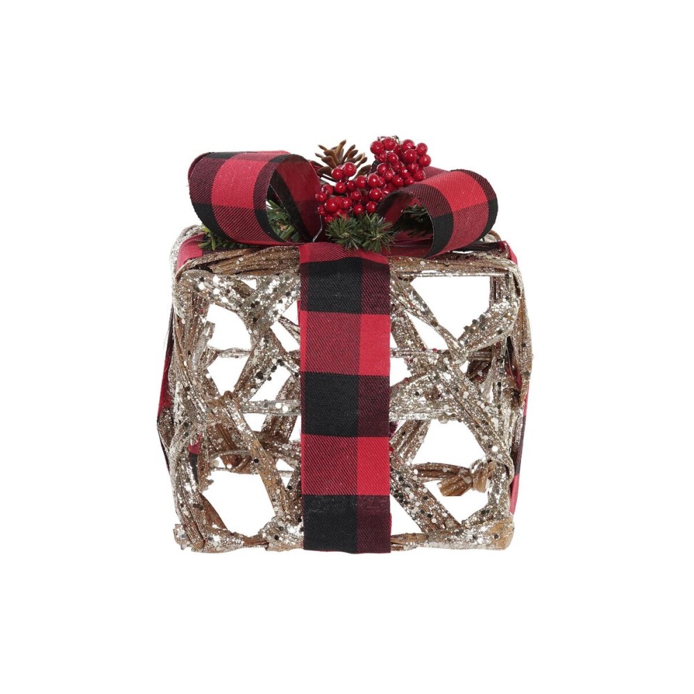 Set of decorative boxes DKD Home Decor LED Silver Black Red Red/Black Rattan Glitter 25 x 25 x 30 cm (3 Pieces)