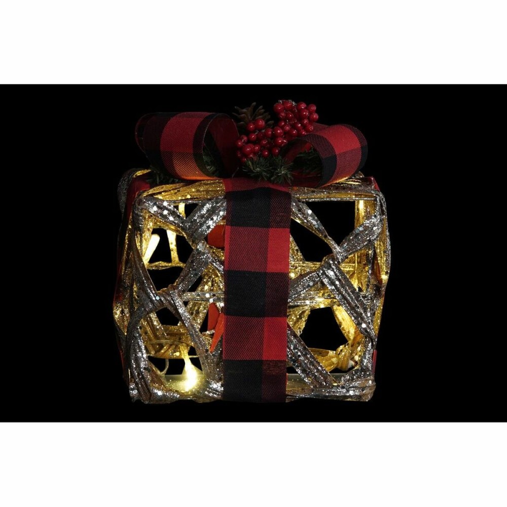 Set of decorative boxes DKD Home Decor LED Silver Black Red Red/Black Rattan Glitter 25 x 25 x 30 cm (3 Pieces)