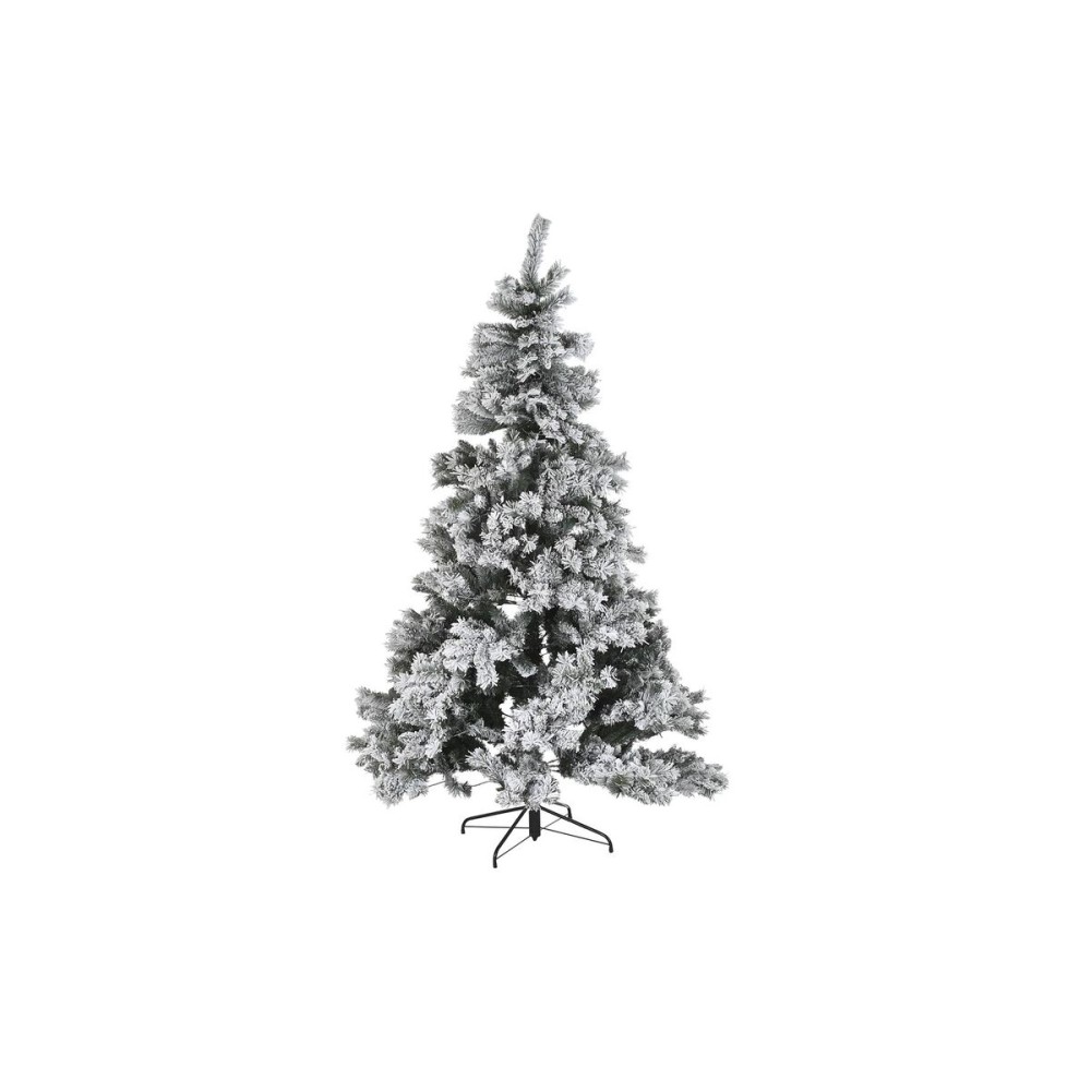 Sapin de Noël DKD Home Decor Blanc Vert Métal Polyéthylène Enneigé 130 x 130 x 218 cm