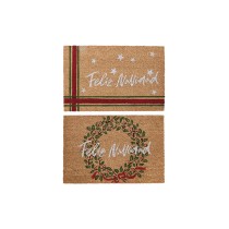 Doormat DKD Home Decor White Brown Red Green PVC Coconut Fibre 60 x 40 x 1,5 cm (2 Units)