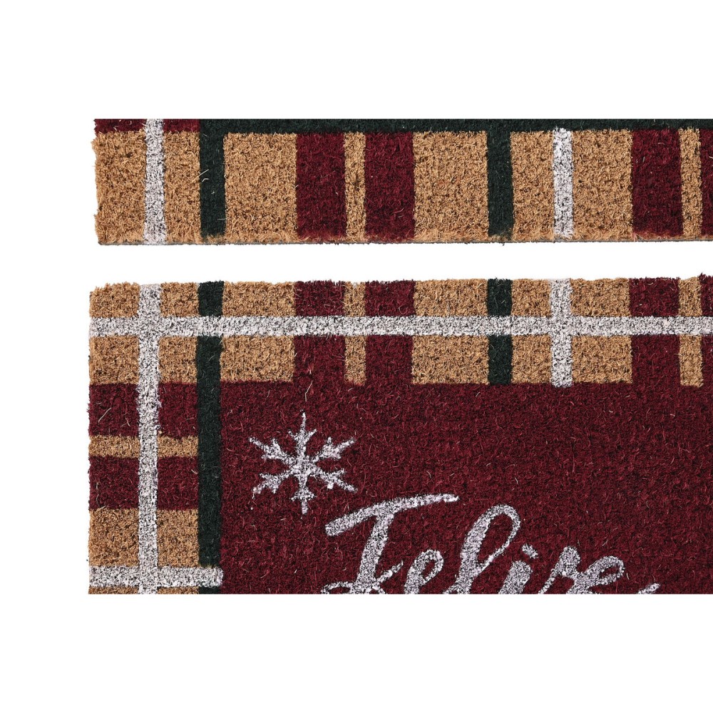 Paillasson DKD Home Decor Blanc Marron Rouge Vert PVC Fibres de coco 60 x 40 x 1,5 cm (2 Unités)