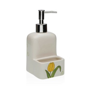 Soap Dispenser Versa Ceramic ABS Dolomite Tulip 9 x 18,5 x 8 cm