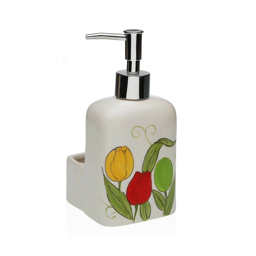 Soap Dispenser Versa Ceramic ABS Dolomite Tulip 9 x 18,5 x 8 cm