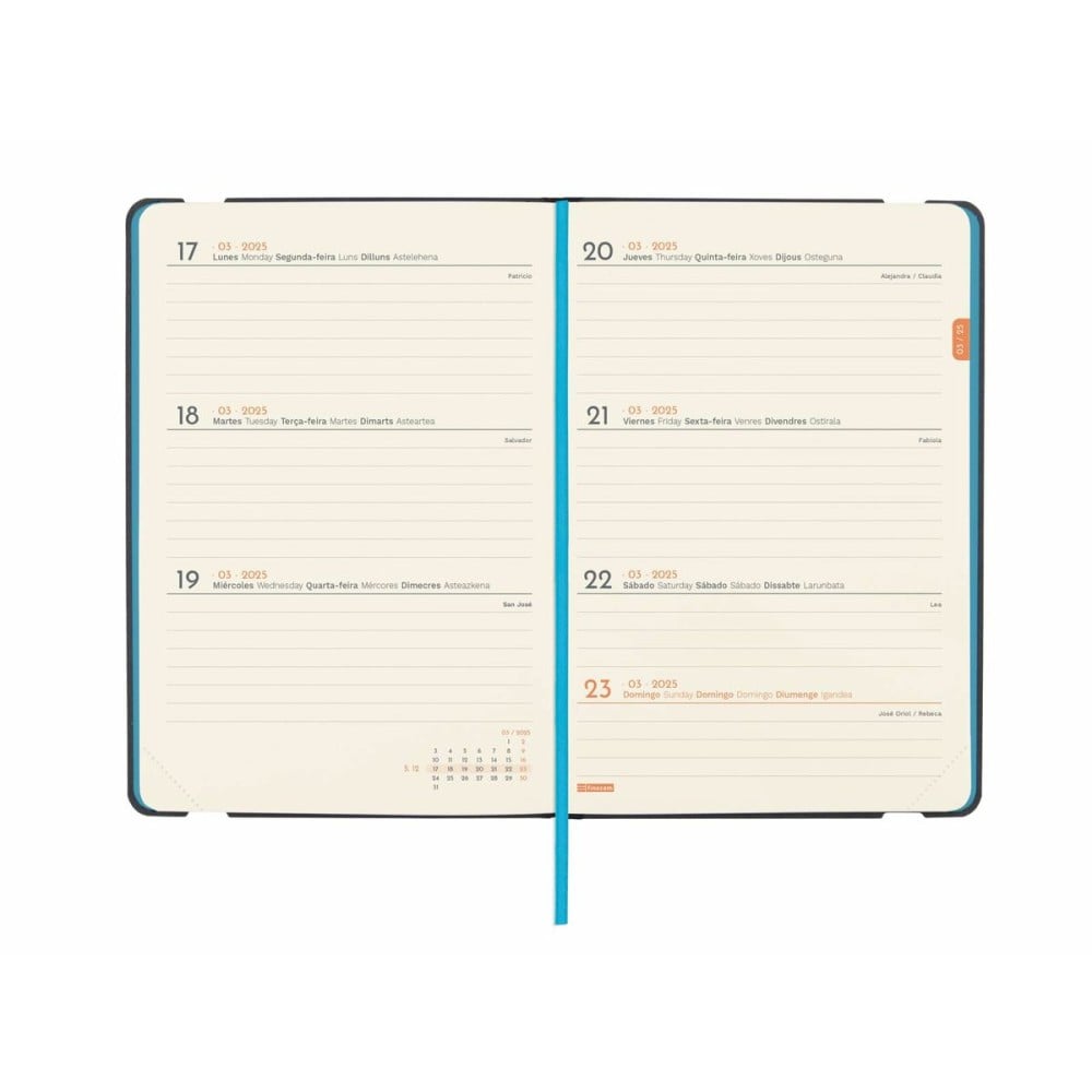 Agenda Finocam FLEXI Noir 11,8 x 16,8 cm 2025 Lisse