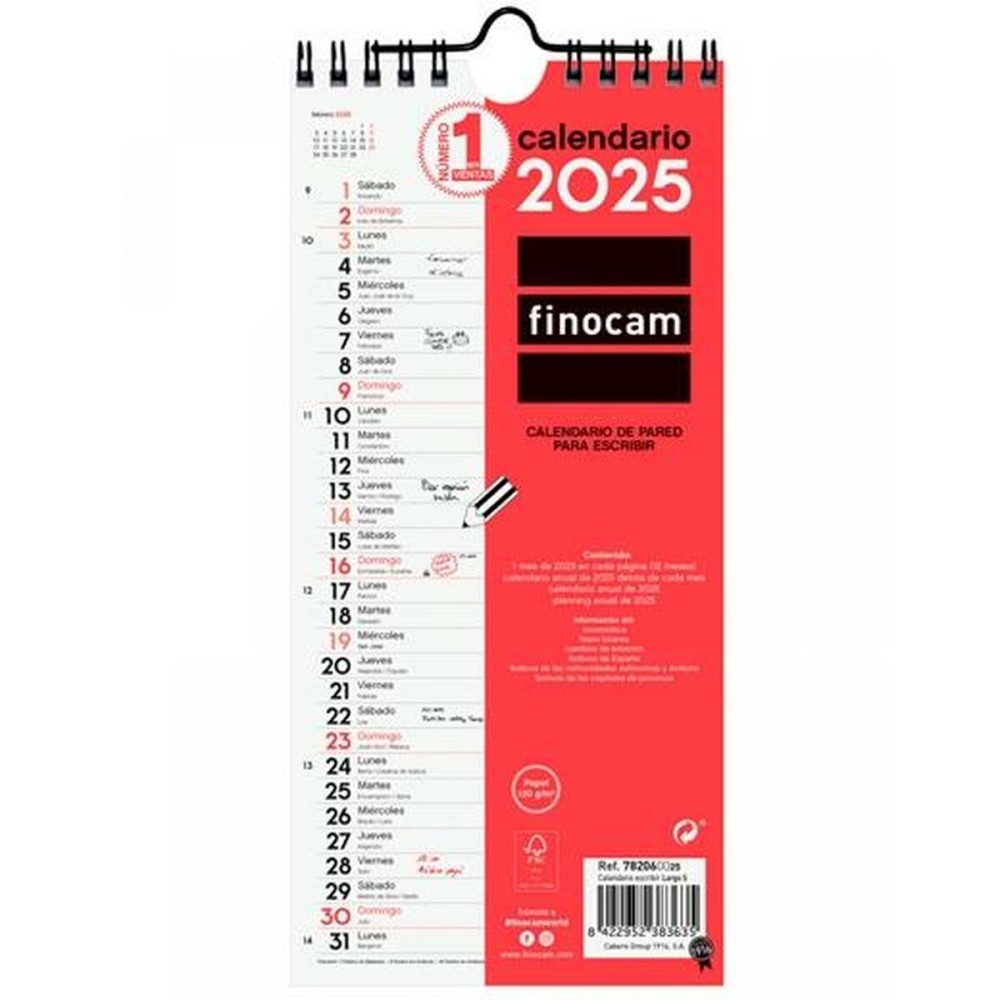 Wandkalender Finocam Papier 2025 11 x 23,5 cm