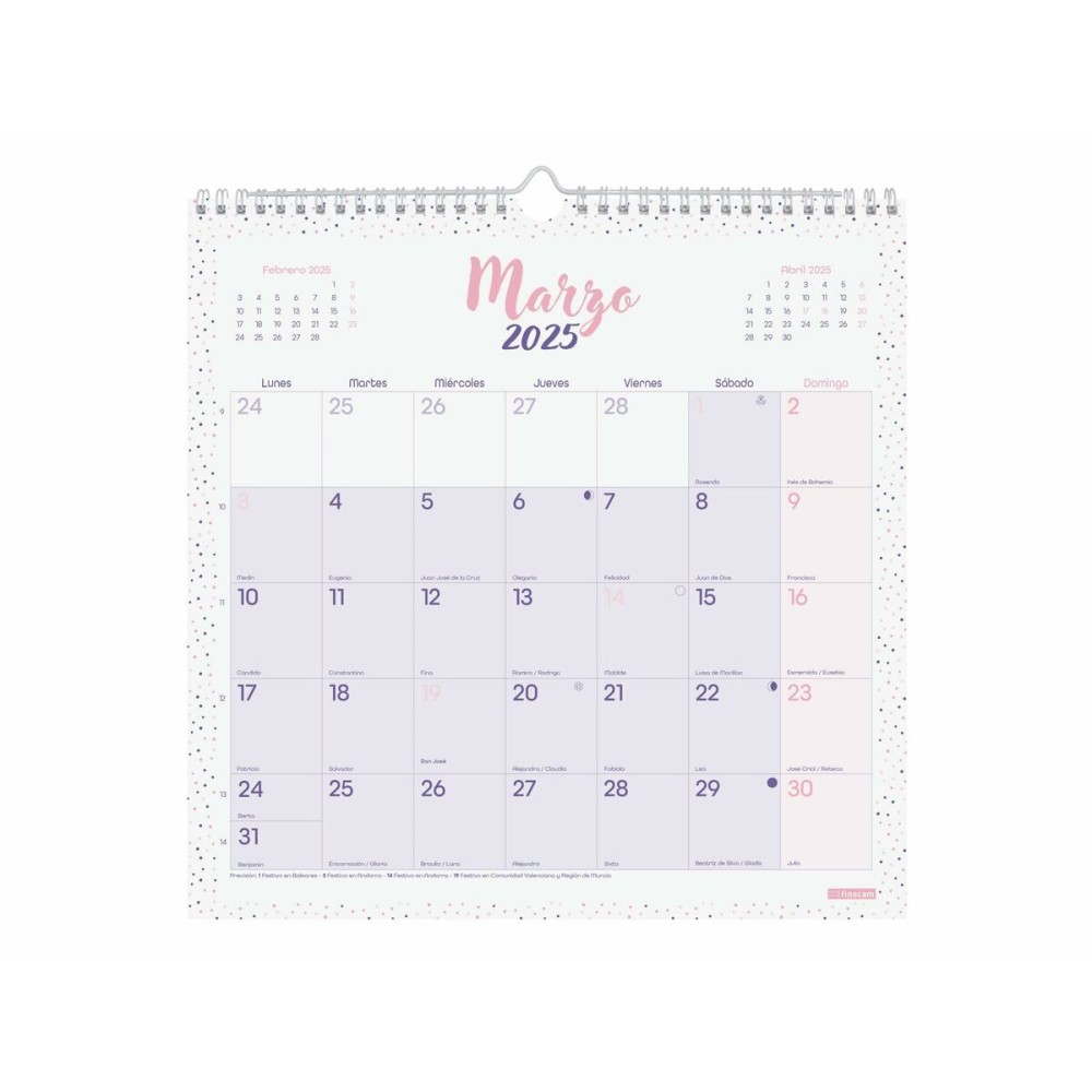 calendrier mural Finocam CHIC Violet Papier 2025 30 x 30 cm