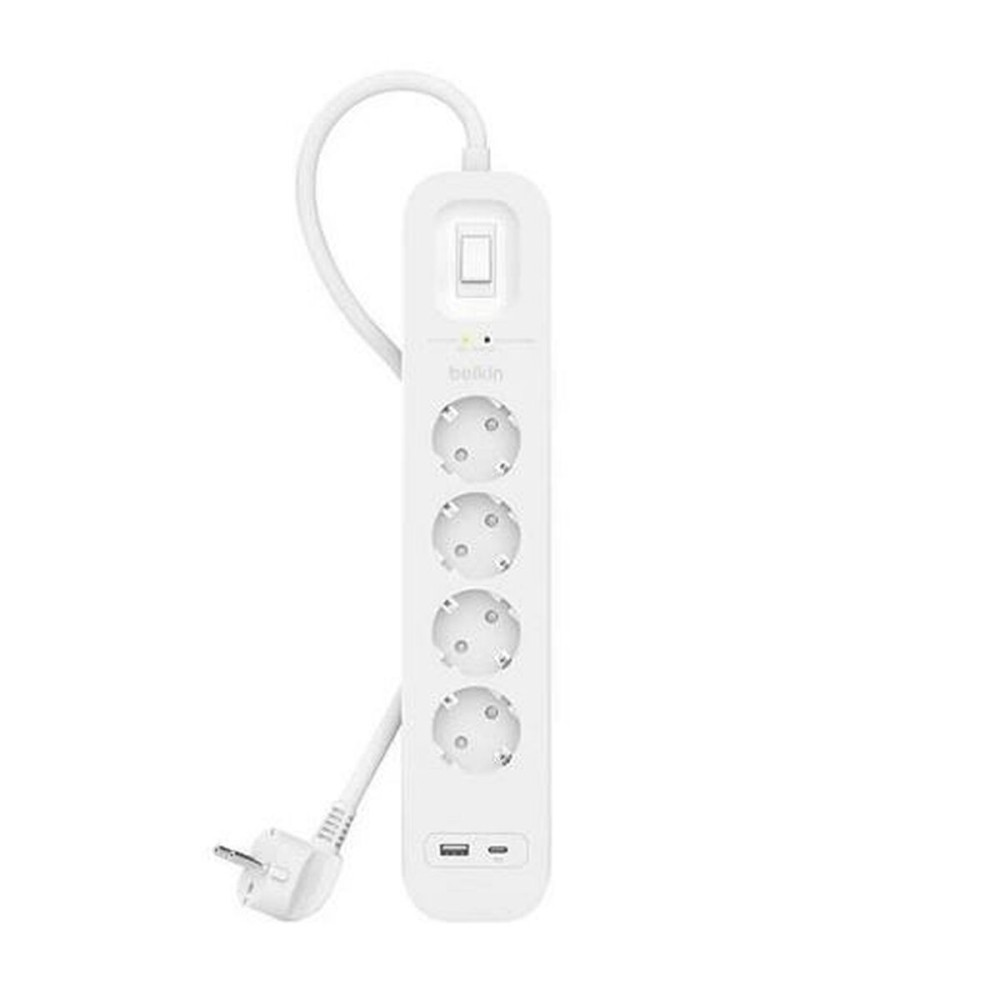 Rallonge 4 prises Schuko avec interrupteur Belkin SRB001VF2M Blanc (2 m)