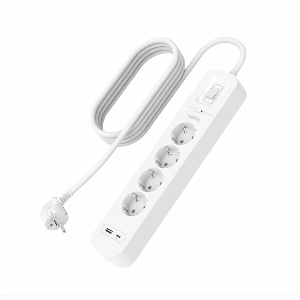 Rallonge 4 prises Schuko avec interrupteur Belkin SRB001VF2M Blanc (2 m)