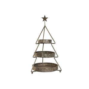 Obstschale Home ESPRIT Gold Metall 43 x 43 x 79 cm Weihnachtsbaum