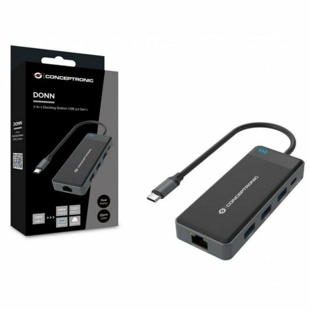 Hub USB Conceptronic DONN14G Schwarz Grau 100 W