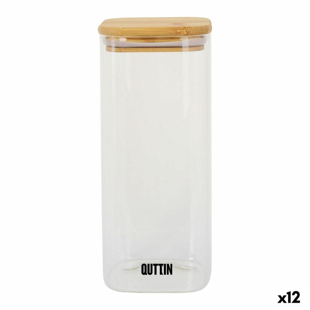 Récipient de Conservation des Aliments Quttin Bambou Verre Borosilicaté 1 L (12 Unités)