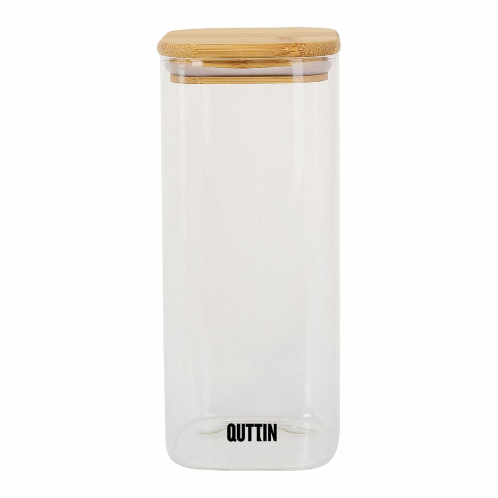 Food Preservation Container Quttin Bamboo Borosilicate Glass 1 L (12 Units)