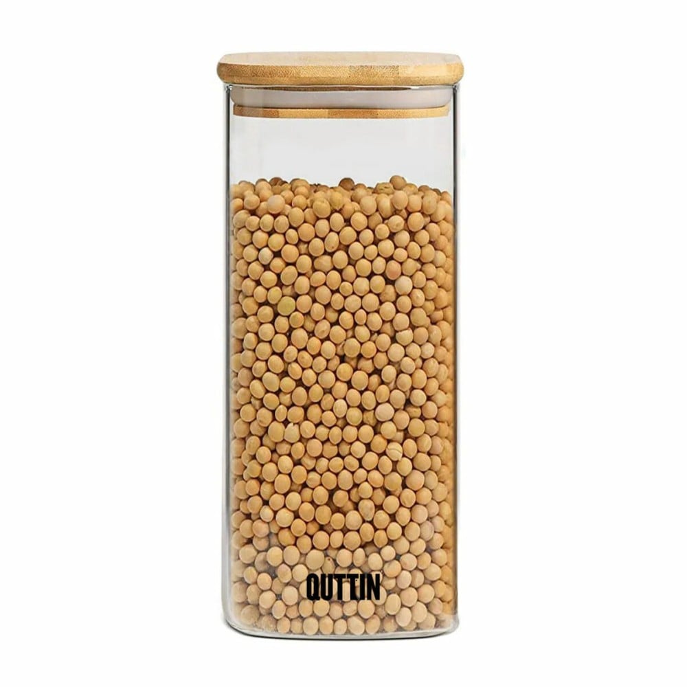 Récipient de Conservation des Aliments Quttin Bambou Verre Borosilicaté 1 L (12 Unités)