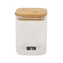 Récipient de Conservation des Aliments Quttin Bambou Verre Borosilicaté 480 ml (12 Unités)