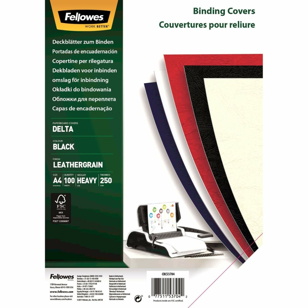 Binding Covers Fellowes Delta 100 Pieces Black A4 Cardboard (10Units)