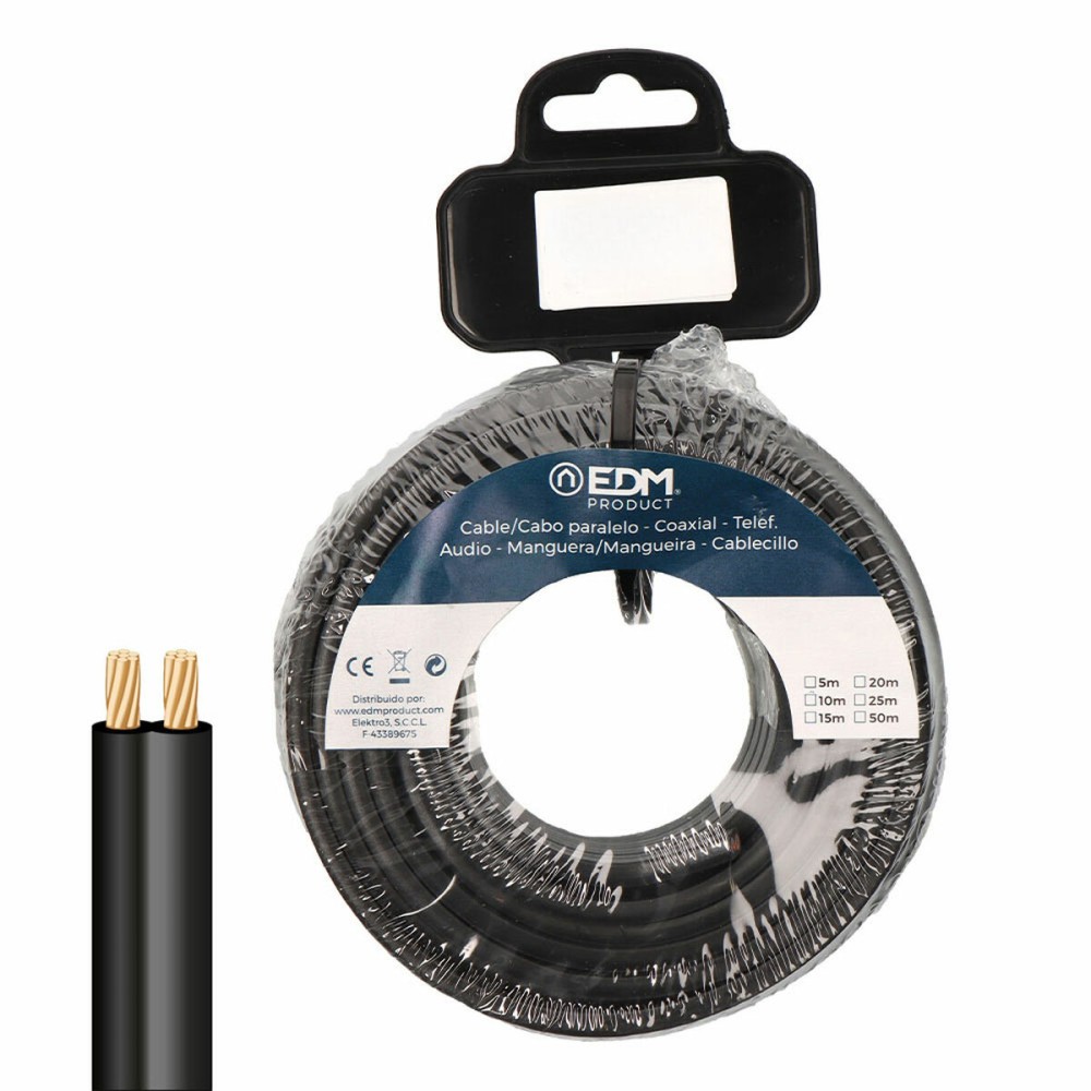 Flat parallel cable EDM 28715 Black 25 m 2 x 0,75 mm