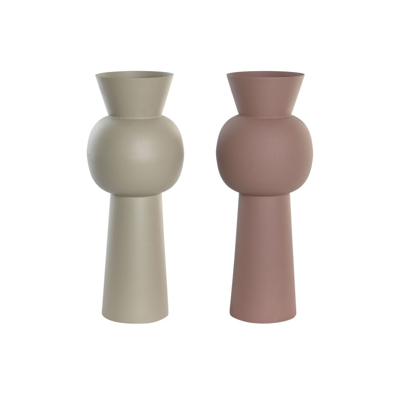 Vase DKD Home Decor Beige Rosa Eisen 19 x 19 x 51,5 cm (2 Stück)