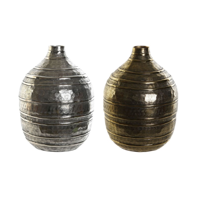 Vase DKD Home Decor 20 x 20 x 28,5 cm Argenté Doré Aluminium Moderne (2 Unités)