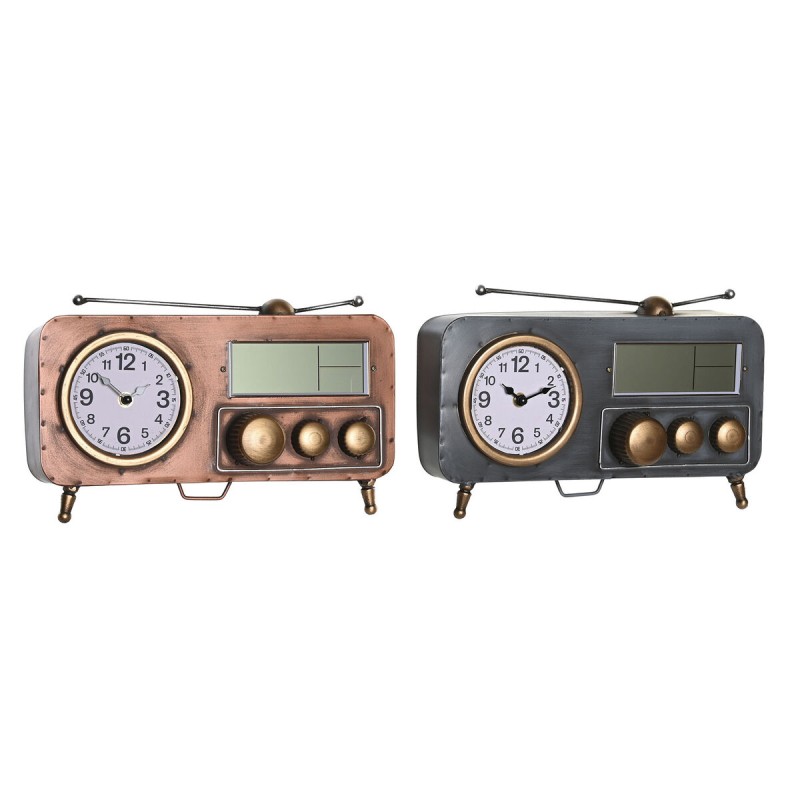 Table clock DKD Home Decor 33 x 11,5 x 26 cm Grey Copper Iron Vintage (2 Units)