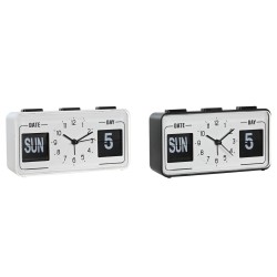 Alarm Clock DKD Home Decor 17 x 5 x 9 cm Black White PVC (2 Units)