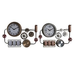 Horloge Murale DKD Home Decor 52,5 x 9 x 39,5 cm Verre Fer Vintage (2 Unités)