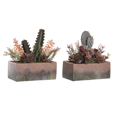 Decorative Plant DKD Home Decor 19 x 9 x 22 cm Pink Orange Cactus Eva Rubber polypropylene (2 Units)