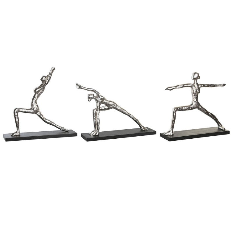 Decorative Figure DKD Home Decor 33 x 10 x 35 cm Silver Black Indian Man Yoga (3 Units)