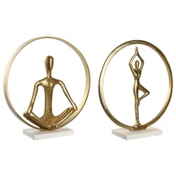 Decorative Figure DKD Home Decor 33 x 11 x 35,5 cm 36 x 10 x 36 cm Golden White Yoga (2 Units)