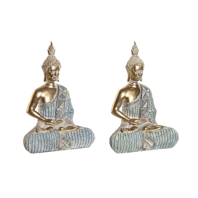 Deko-Figur DKD Home Decor 18,6 x 9,7 x 27 cm Blau Buddha türkis Orientalisch Decapé (2 Stück)