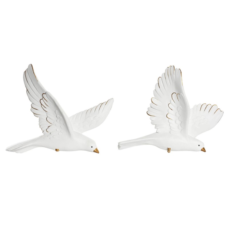 Figurine Décorative DKD Home Decor 28 x 4,5 x 23 cm Blanc Romantique (2 Unités)