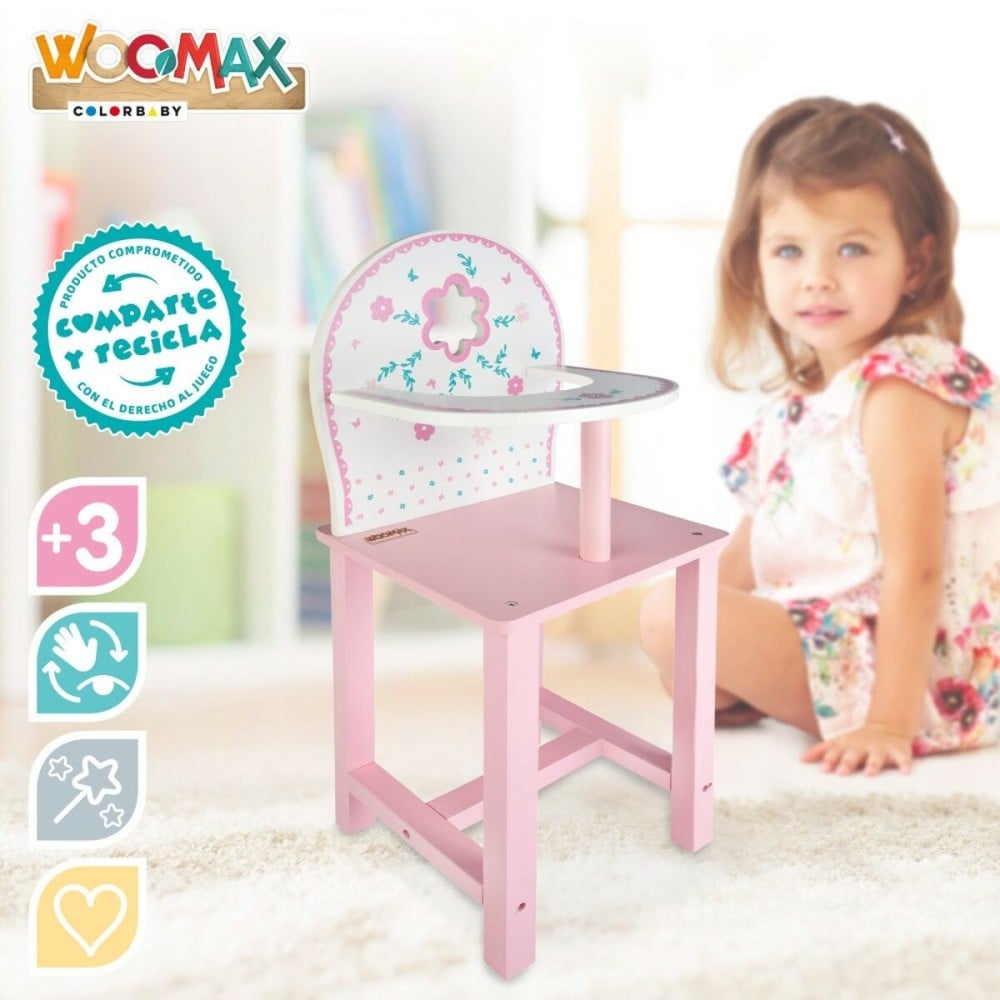 Highchair Woomax 25 x 55 x 20 cm Dolls White Pink 2 Units