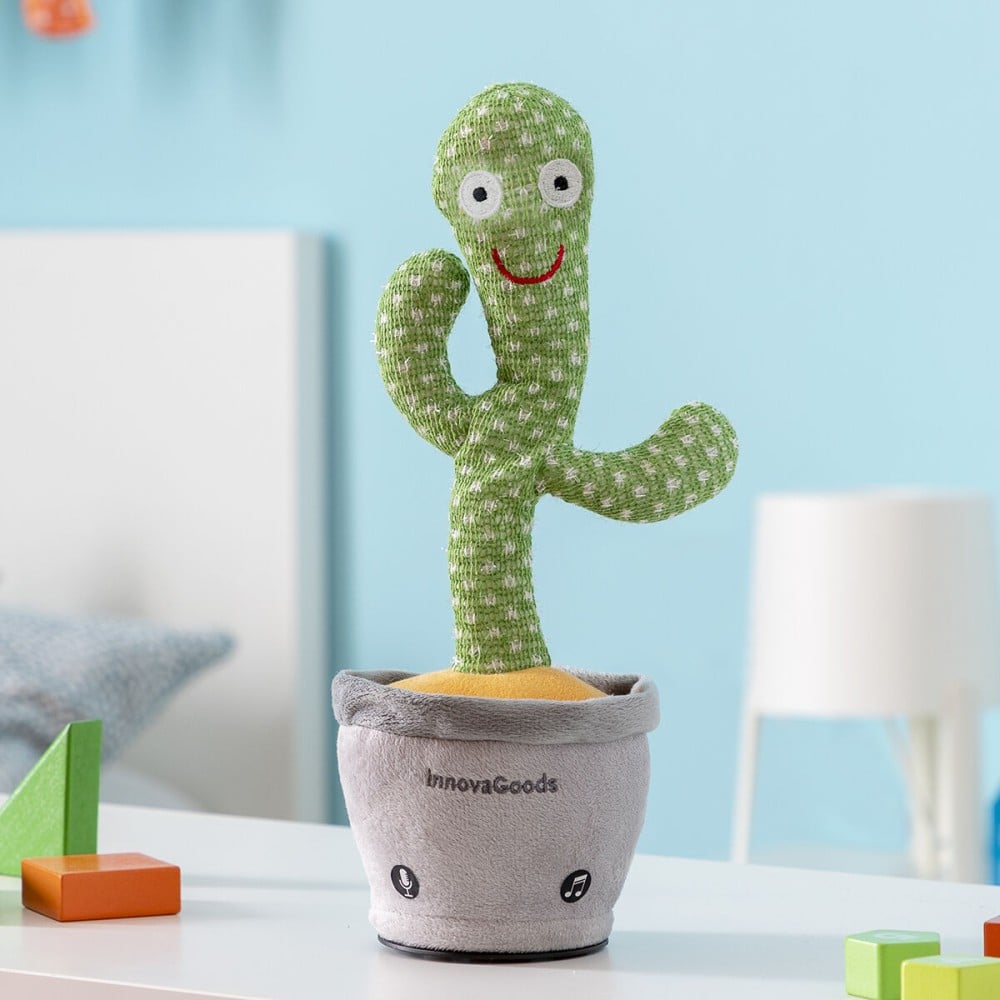 Rechargeable Dancing and Talking Cactus with Music and Multicoloured LED Cacxi InnovaGoods