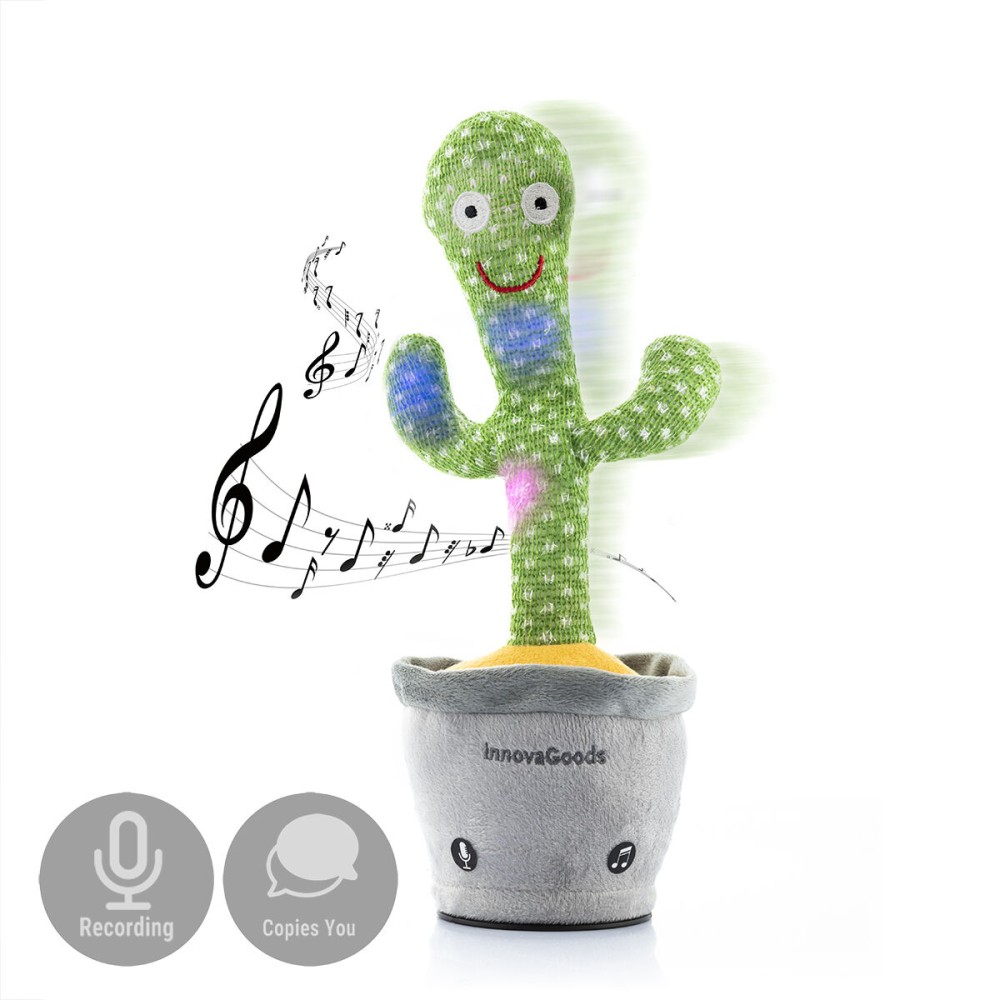 Rechargeable Dancing and Talking Cactus with Music and Multicoloured LED Cacxi InnovaGoods