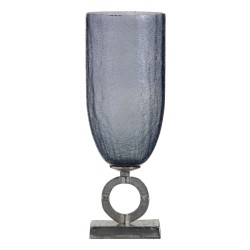 Vase 17 x 17 x 47 cm Crystal Grey Metal Silver