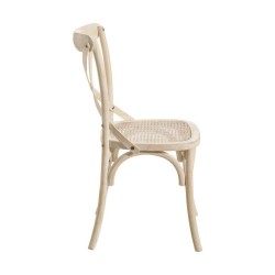 Dining Chair 45 x 42 x 87 cm Wood White Rattan