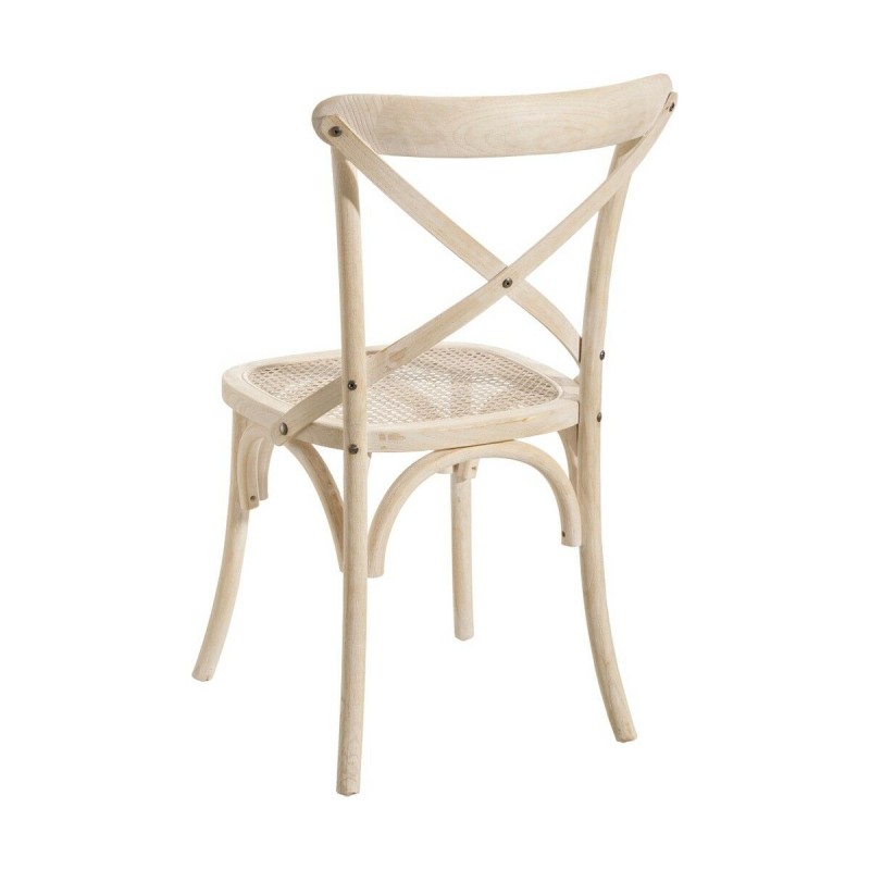 Dining Chair 45 x 42 x 87 cm Wood White Rattan