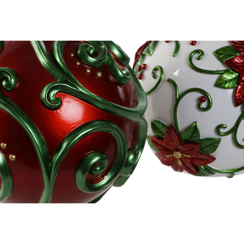 Boule de Noël Home ESPRIT Rouge Vert Résine 24 x 24 x 28 cm (2 Unités)