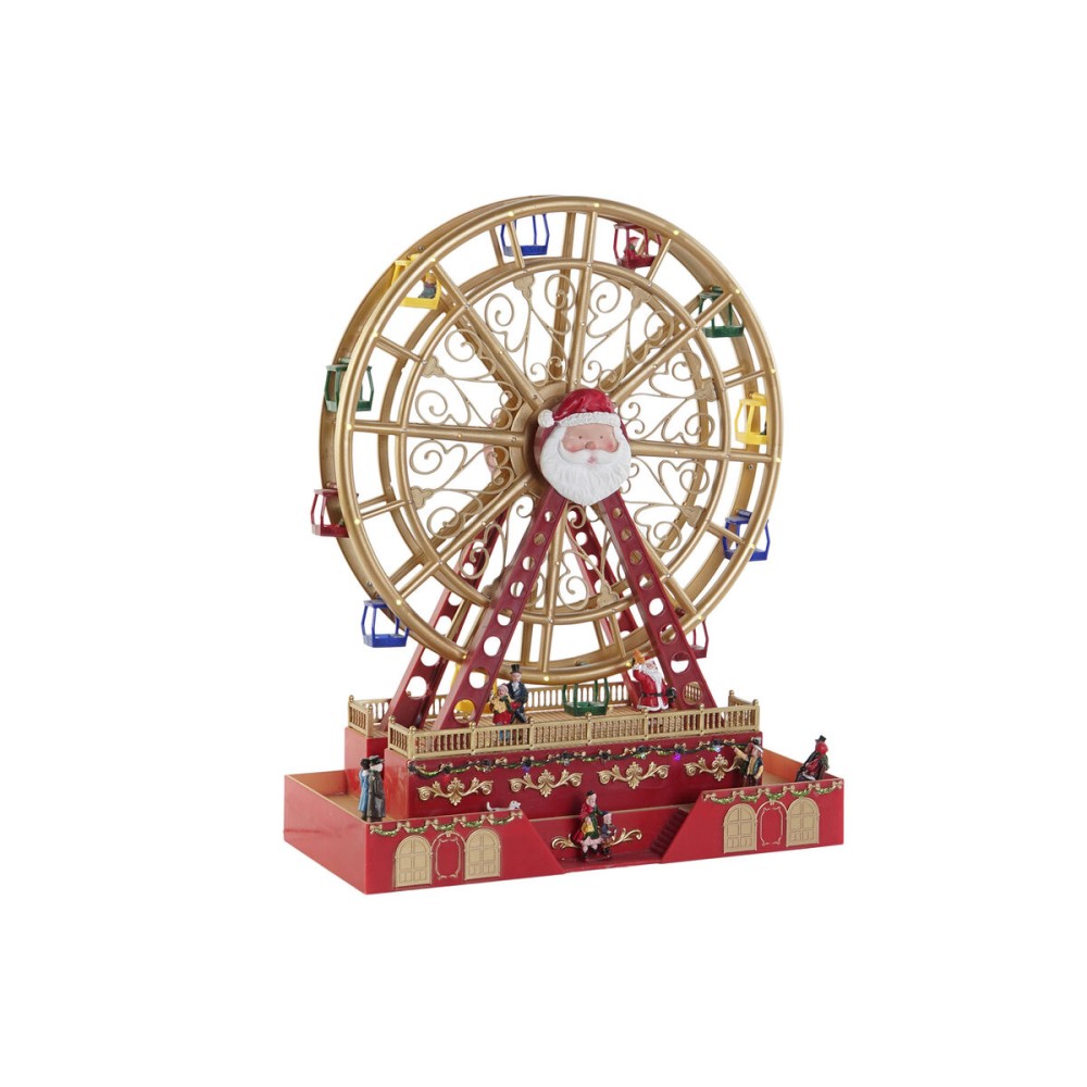 Décorations de Noël DKD Home Decor Roue à eau Rouge Multicouleur Résine Noël 38 x 17 x 49 cm