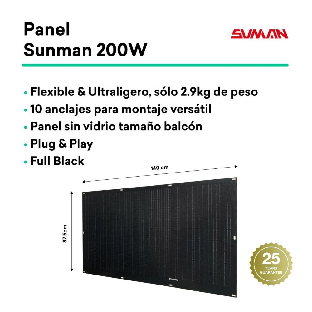 Kit Solaire Auto-installable Flex Full Black 400W x2 panneaux solaires ultralégers et flexibles. Utilisation pour balcon