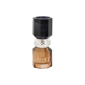 Kerzenschale Home ESPRIT Grau Bernstein Kristall 5,5 X 5,5 X 14,7 cm
