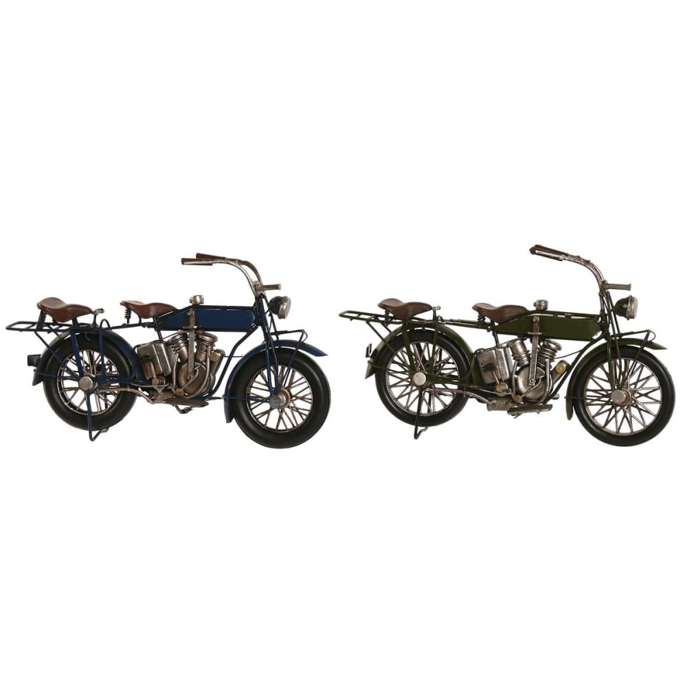 Decorative Figure Home ESPRIT Blue Green Motorbike Vintage 31 x 8 x 16 cm (2 Units)