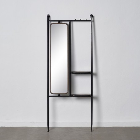 Garderobe 67 x 19 x 166,5 cm Kristall Schwarz Gold Metall