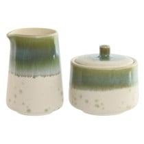 Laitière et sucrier Home ESPRIT Blanc Vert Porcelaine 250 ml 9 X 9 X 8,4 cm 2 Pièces