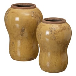 Vase 14,5 x 14,5 x 21,5 cm aus Keramik Senf