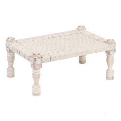 Banquette 67 x 46 x 27 cm Bois Corde Blanc