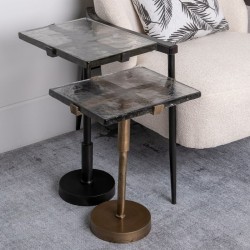 Table d'appoint 41 x 32 x 59 cm Verre Noir Métal