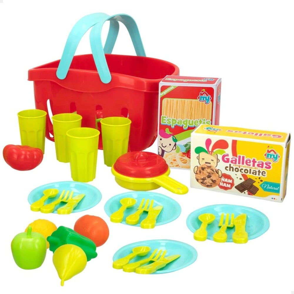 Set de jouets alimentaires Colorbaby Linge et ustensiles de cuisine 33 Pièces (12 Unités)