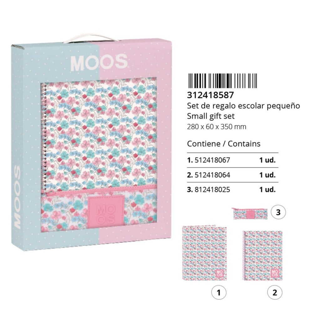 Stationery Set Moos Flores 28 x 35 x 6 cm 3 Pieces