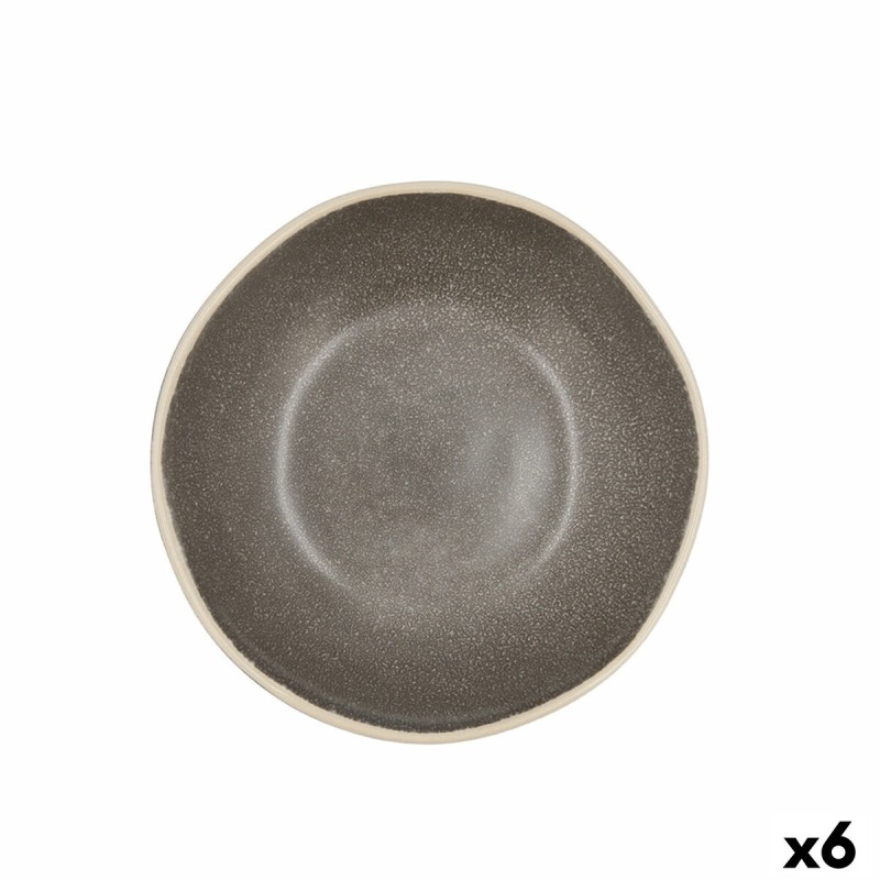 Assiette creuse Bidasoa Gio Céramique Gris 19 cm (6 Unités)