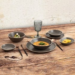 Assiette creuse Bidasoa Gio Céramique Gris 19 cm (6 Unités)